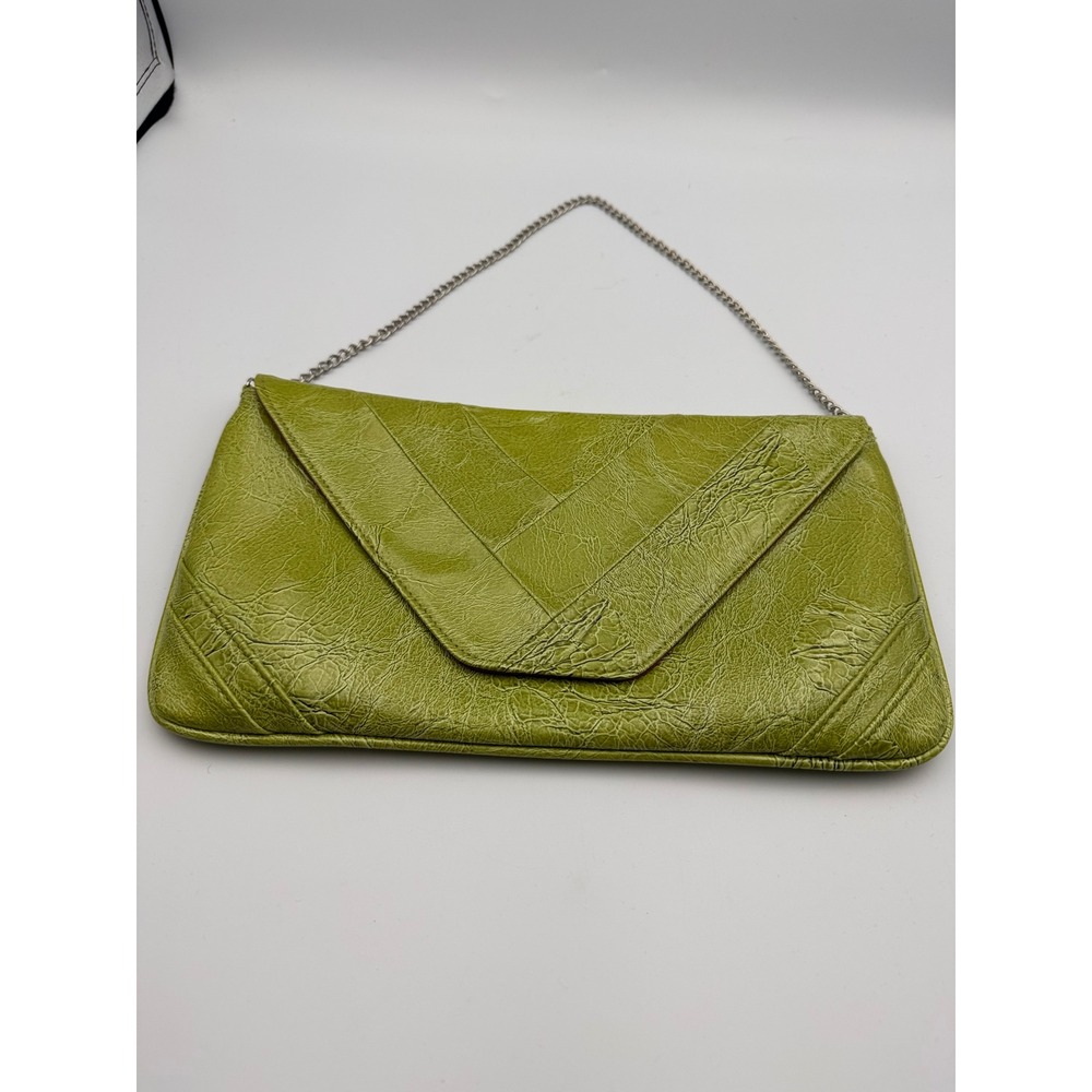 Daisy Fuentes Lime Green Faux Leather Envelope Clutch Bag with Chain Strap